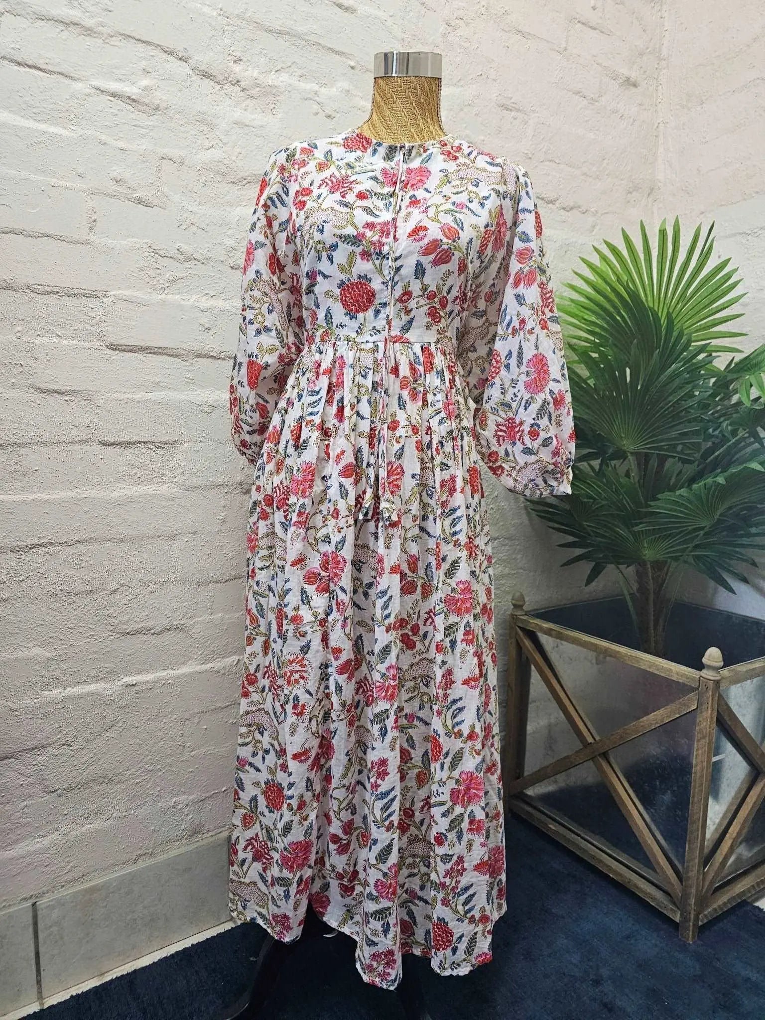 Long Floaty Floral Cotton Dress - Emma Hobson Designs