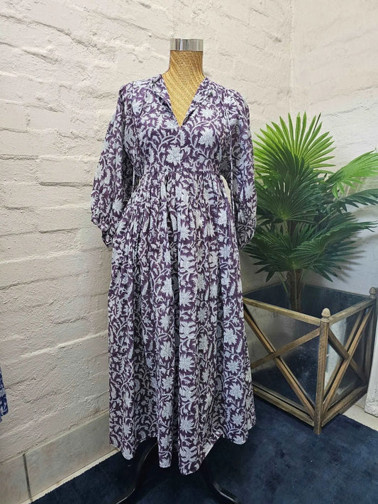Long Floaty Mulberry Cotton Dress - Emma Hobson Designs